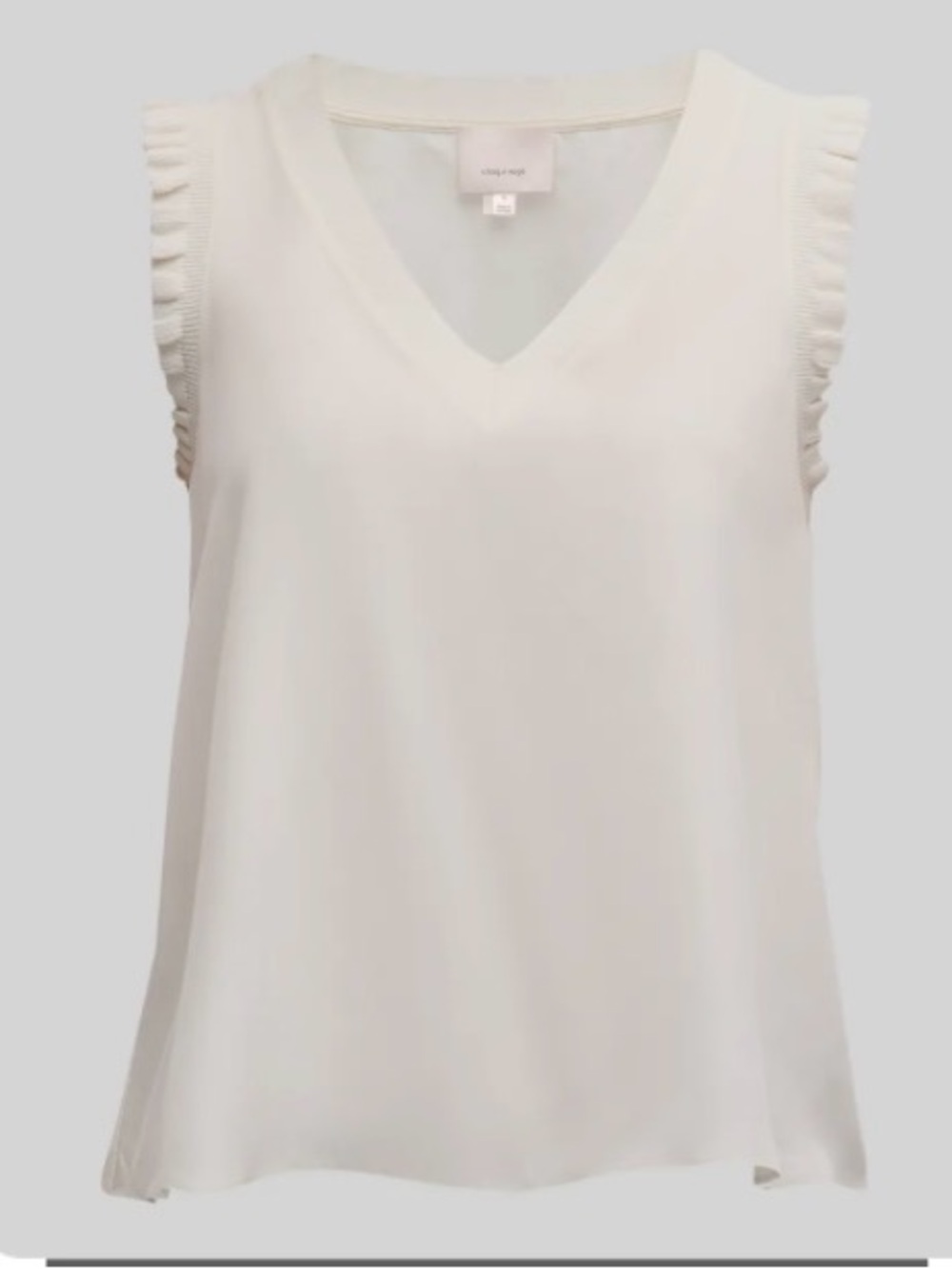 Cinq a sept ivory V-Neck Ruffle-Sleeve Sleeveless Top